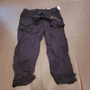 Black cargo style capris